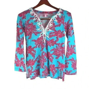 Lilly Pulitzer Westley Tunic Searulean Blue Rhode Island Reef Top sz Small